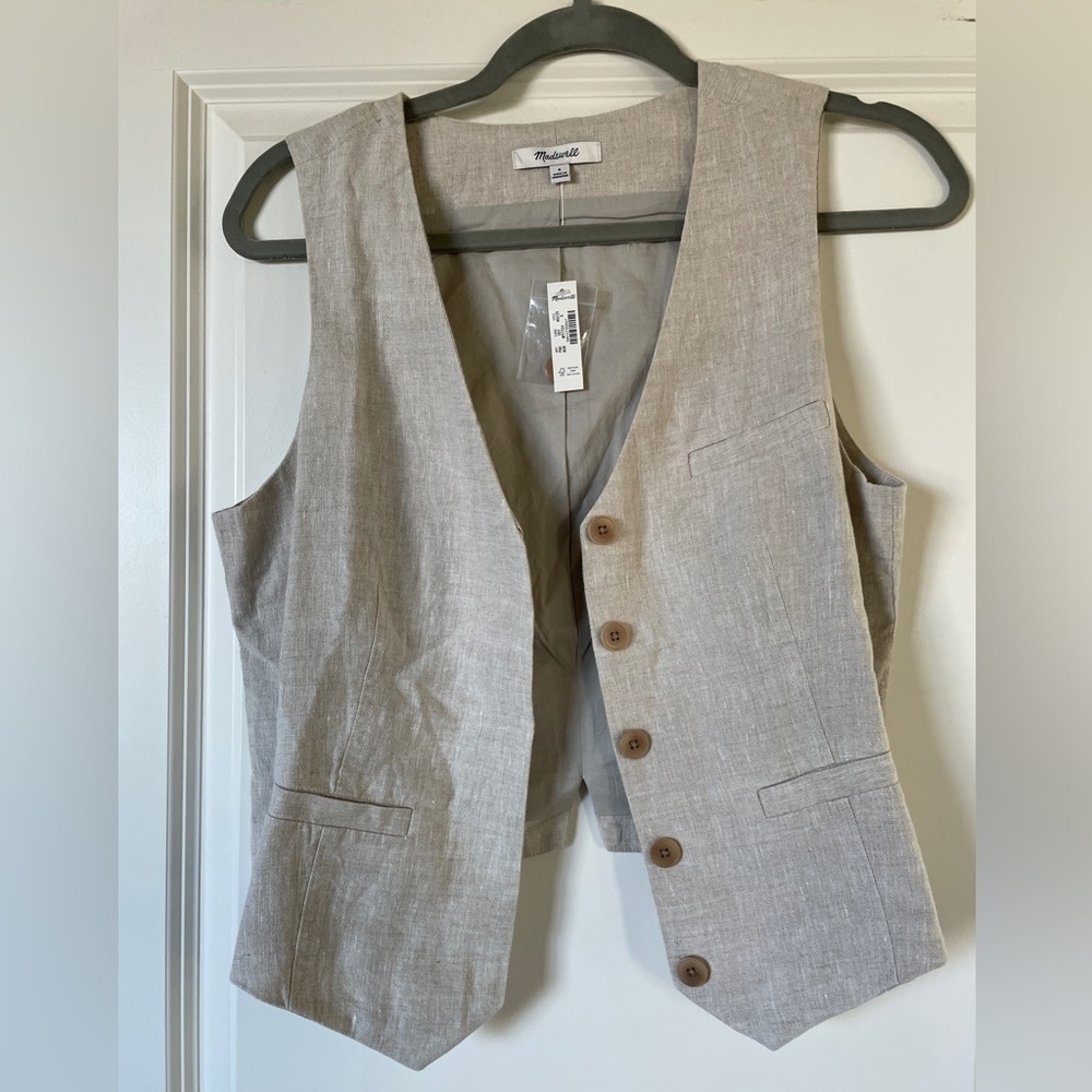 Madewell Single Breasted Linen Vest 6